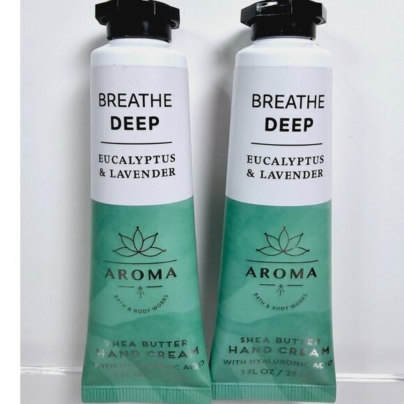 2 BREATH DEEP Eucalyptus Lavender Bath Body Works Aroma Hand Cream 1oz Each NEW - Picture 1 of 6